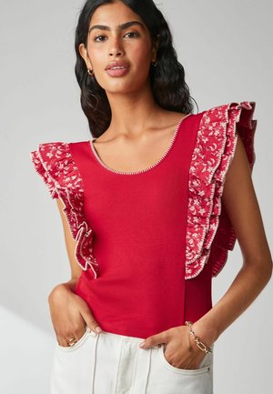 FLUTTER - Blus - red ecru trim