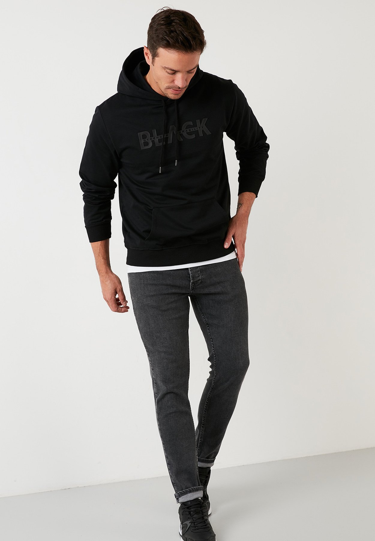 Buratti SLIM FIT - Felpa con cappuccio - black/nero - Zalando.it