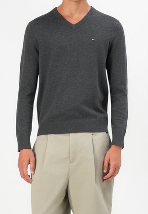 Striktrøje - mottled dark grey