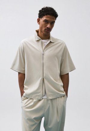 Bershka FLOWING SHORT SLEEVE BOXY  - Srajca - stone