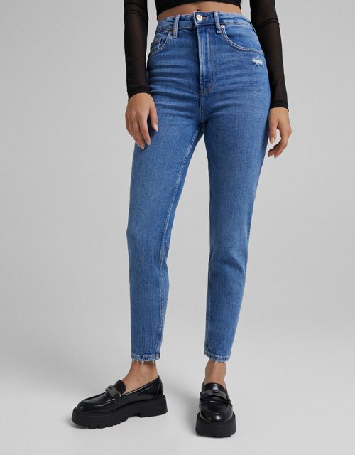 Pckesia Mom Hw Ank Dest Mb235 Medium Blue Denim