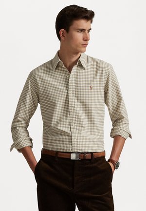 CUSTOM FIT GINGHAM OXFORD SHIRT - Button down-skjorte - coastal beige/white