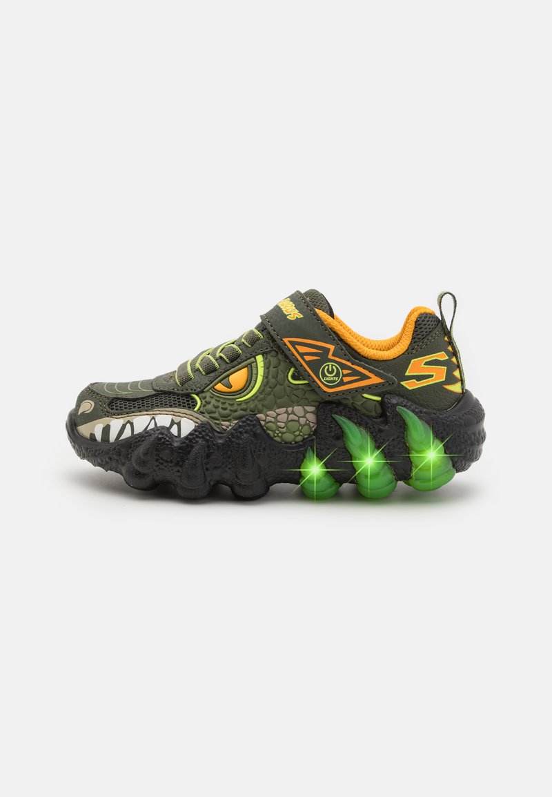 Skechers SAURUS LIGHTS - Sneakers basse - olive/orange/green