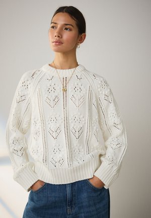 Next REGULAR FIT - FLORAL STITCH  - Pullover - ecru
