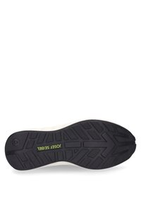 Suola della scarpa con un motivo in gomma nera testurizzata, con il nome del marchio "JOSÉ SEIBEL" e la taglia "42" in verde brillante.