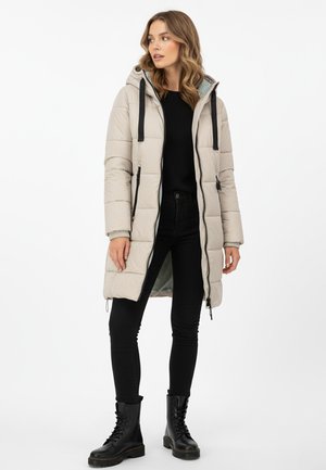 LANGE JACKE MIT KAPUZE UND REISSVERSCHLUSS FÜR KALTE TAGE - Wintermantel - beige