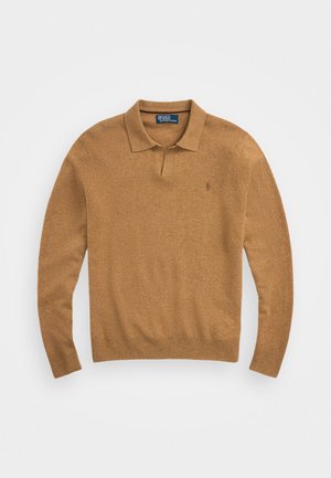 Polo Ralph Lauren WOOL JOHNNY COLLAR JUMPER - Jersey de punto - latte brown heather