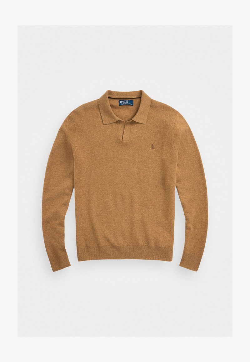 Polo Ralph Lauren WOOL JOHNNY COLLAR JUMPER - Pullover - latte brown heather