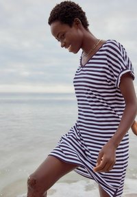Next V-NECK CAPPED SLEEVE  - Džersio suknelė - navy white