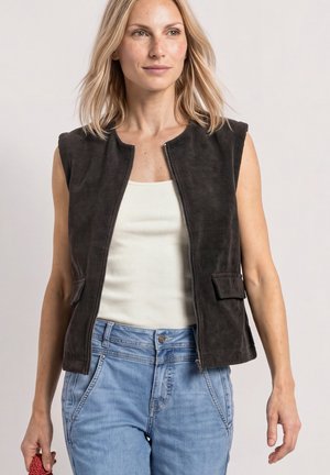 Street One WESTE MIT RUNDHALS IN CORD-OPTIK - Bodywarmer - black coffee