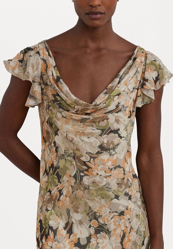 FLORAL METALLIC JACQUARD COWLNECK GOWN - Occasion wear2