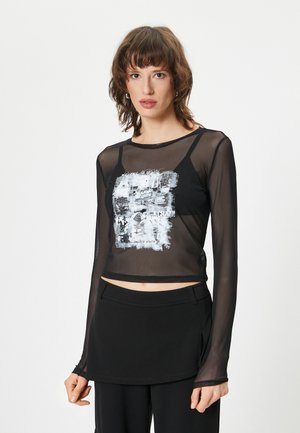 CREW NECK PRINTED SHEER - Langærmet T-shirt - black