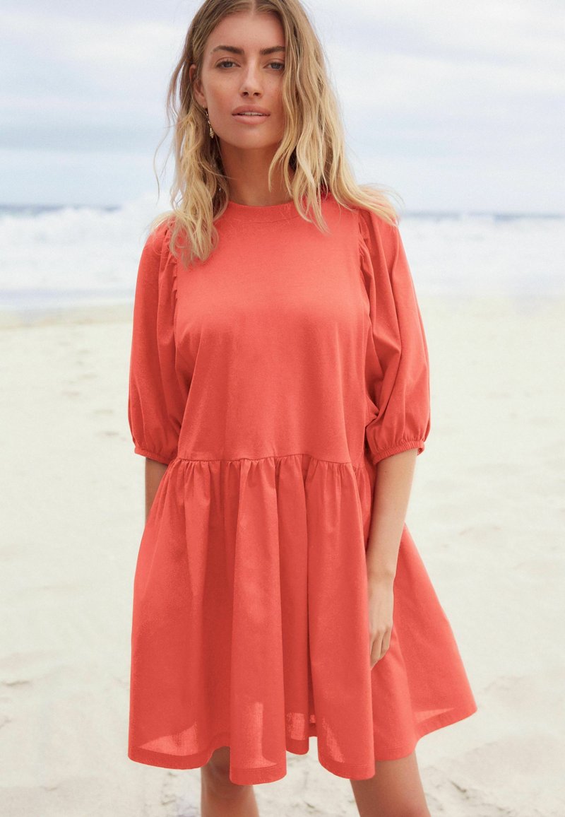 Next PUFF SLEEVE MINI - REGULAR FIT - Trikoomekko - coral pink