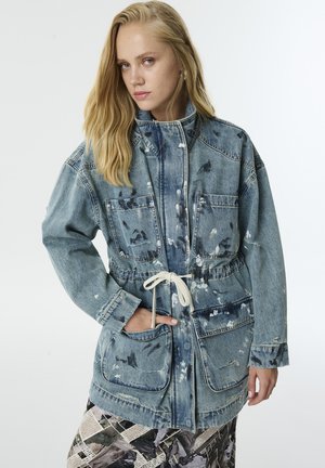 DISTRESSED EFFECT - Giacca di jeans - mint green