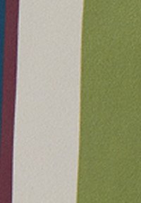 Tessuto multicolore con strisce verticali in blu scuro, bordeaux, crema, verde oliva e verde chiaro, con una superficie strutturata.