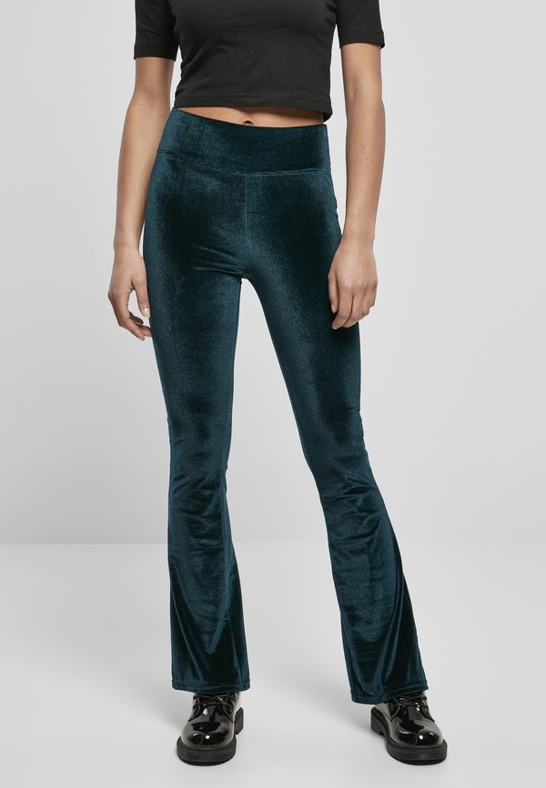 LADIES HIGH WAIST VELVET BOOT CUT LEGGINGS - Stoffhose - teal