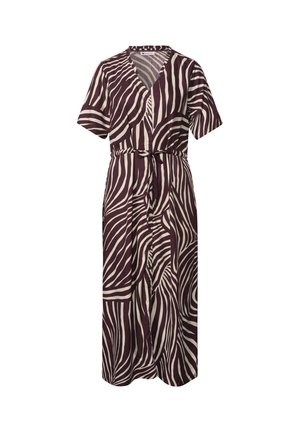 Street One, MIDI DRESS WITH V-NECK AND PRINT - Shirt dress - rustic rouge