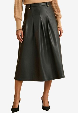 REGULAR FIT - TAB DETAIL FIT AND FLARE MIDI - Rakott szoknya - black