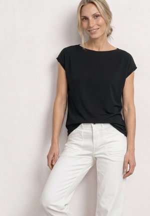Street One, DROPPED SHOULDER SHIRT MIT RAFFUNG - T-shirt basique - black