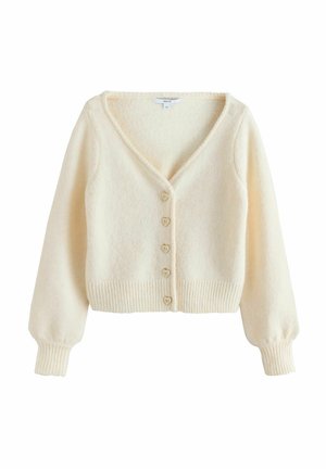 REGULAR FIT - HEART BUTTON - Strickjacke - ecru