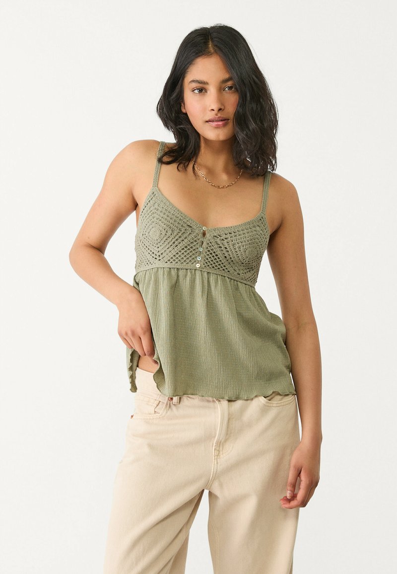 Stradivarius - RUFFLED  - Top - khaki, Enlarge