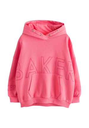 Felpa con cappuccio oversize rosa con tasca a marsupio e scritta in rilievo "BAKER" sulla parte frontale e sulle maniche, con occhielli in metallo sul cappuccio.
