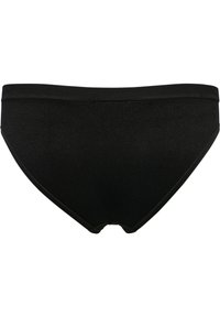Schwarze Baumwollunterhose mit gerippter Textur. Verfügt über einen breiten elastischen Bund und eine glatte Oberfläche, entworfen für Komfort und Passform.