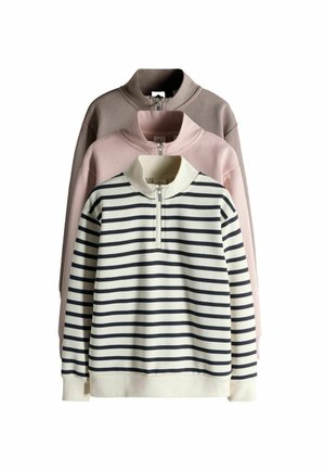 REGULAR FIT - 3 PACK ZIP NECK   - Sweatshirt - brown pink stripe