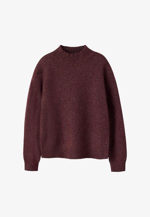 Bordeaux strikket sweater med ribbet rund hals, lange ærmer og en afslappet pasform. Blød tekstur, minimalistisk design og uden synlige mønstre.