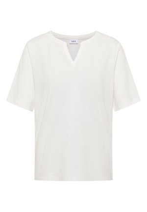 Cecil, T-SHIRT MIT SPLIT NECK IN UNIFARBE - T-paita - vanilla white