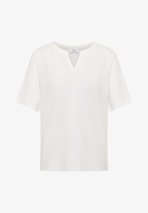 Cecil, T-SHIRT WITH SPLIT NECK IN A SOLID COLOR - Camiseta básica - vanilla white