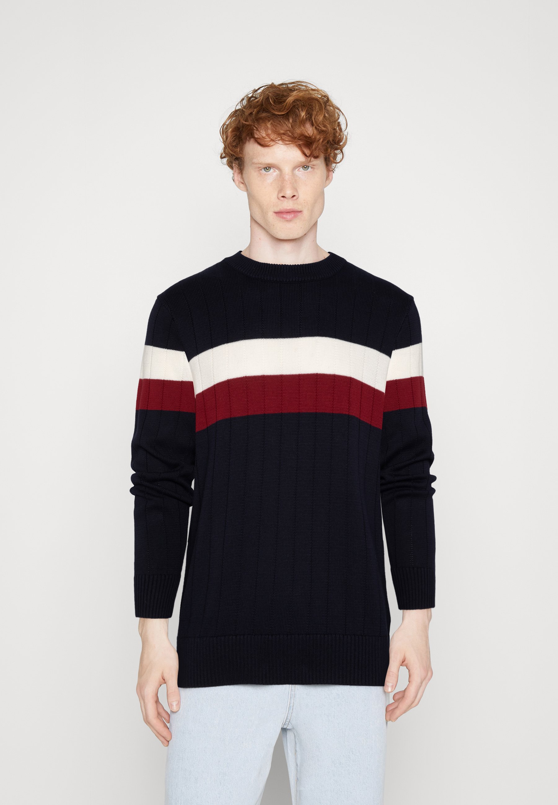 Tommy Hilfiger COLOURBLOCK STRUCTURE C NECK - Jumper - desert sky/rouge/ancient  white/dark blue