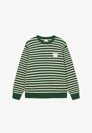 Dugi džemper s vodoravnim zeleno-bijelim prugama, rebrastim manšetama i rubom, s bijelim amblemom "W" na lijevoj strani prsa.