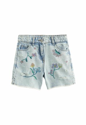 FLORAL EMBROIDERY  - Pantaloni scurți din denim - mid blue