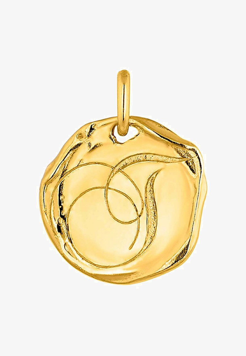 Colgante de oro con una forma orgánica e irregular, con líneas fluidas y un acabado pulido, que destaca por sus intrincados detalles en espiral.