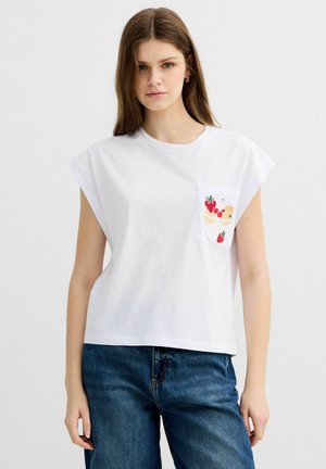 INSIDE, CAMISETA SISA BORDADO FRUTA - Camiseta estampada - blanco