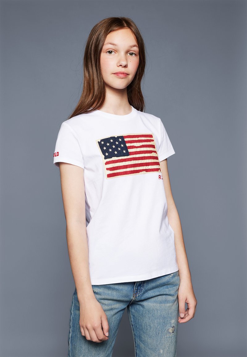 Polo Ralph Lauren - FLAG TEE - Print T-shirt - white, Enlarge