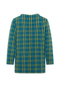 Gestricktes Oberteil im blau-grünen Karomuster. Mit Kragen, langen Ärmeln und lockerem Schnitt. Strukturierter Stoff mit weichem Finish.