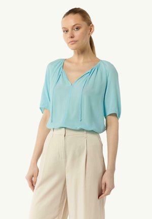 comma MIT VOLUMINÖSEN ÄRMELN UND RAFFUNG - Blouse - helles türkis