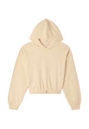 CROP CON COULISSE - Felpa con cappuccio - avorio
