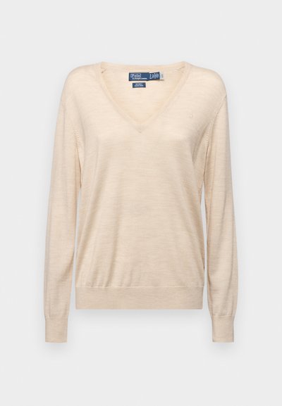 Polo Ralph Lauren WOOL V-NECK SWEATER - Striktrøje - almond heather