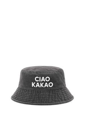 Black bucket hat with white text "CIAO KAKAO" printed on the front against a white background.