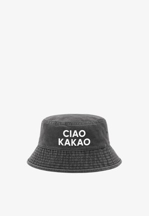 Black bucket hat with white text "CIAO KAKAO" printed on the front against a white background.