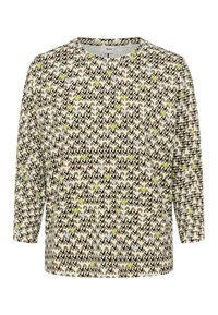 Top met lange mouwen met een zigzagpatroon in aardetinten met accenten van groen en blauw, ronde halslijn en een ontspannen pasvorm.