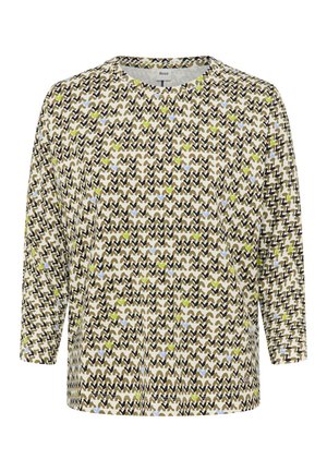 Top met lange mouwen met een zigzagpatroon in aardetinten met accenten van groen en blauw, ronde halslijn en een ontspannen pasvorm.
