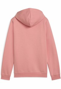 Felpa con cappuccio in morbido tessuto rosa chiaro. Presenta un design semplice con polsini e orlo a coste, senza elementi grafici o decorazioni.