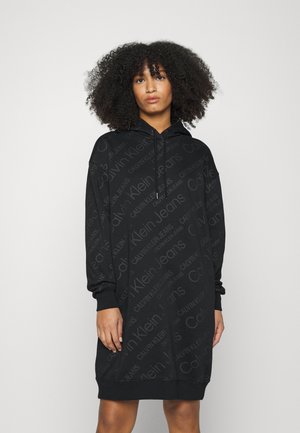 LOGO ALL OVER PRINT HOODIE DRESS - Kjole - black