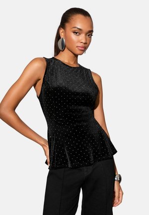PEPLUM - Débardeur - black velvet diamante