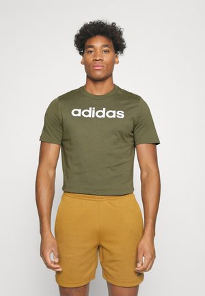 adidas Sportswear ESSENTIALS SINGLE LINEAR EMBROIDERED - Camiseta estampada - olive strata