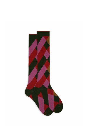 WITH COLOURED GEOMETRIC MOTIF - Calzettoni - muschio